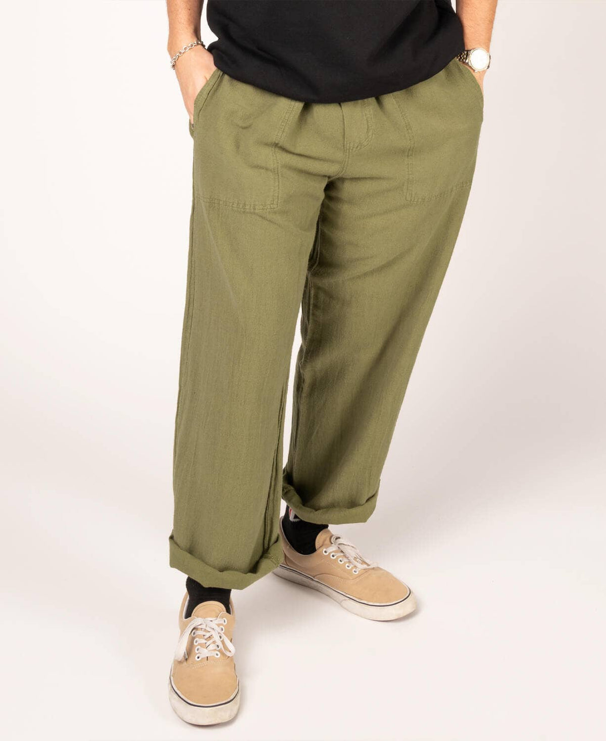 Soul Flower - Pantaloni da yoga in canapa per uomo - Verde muschio