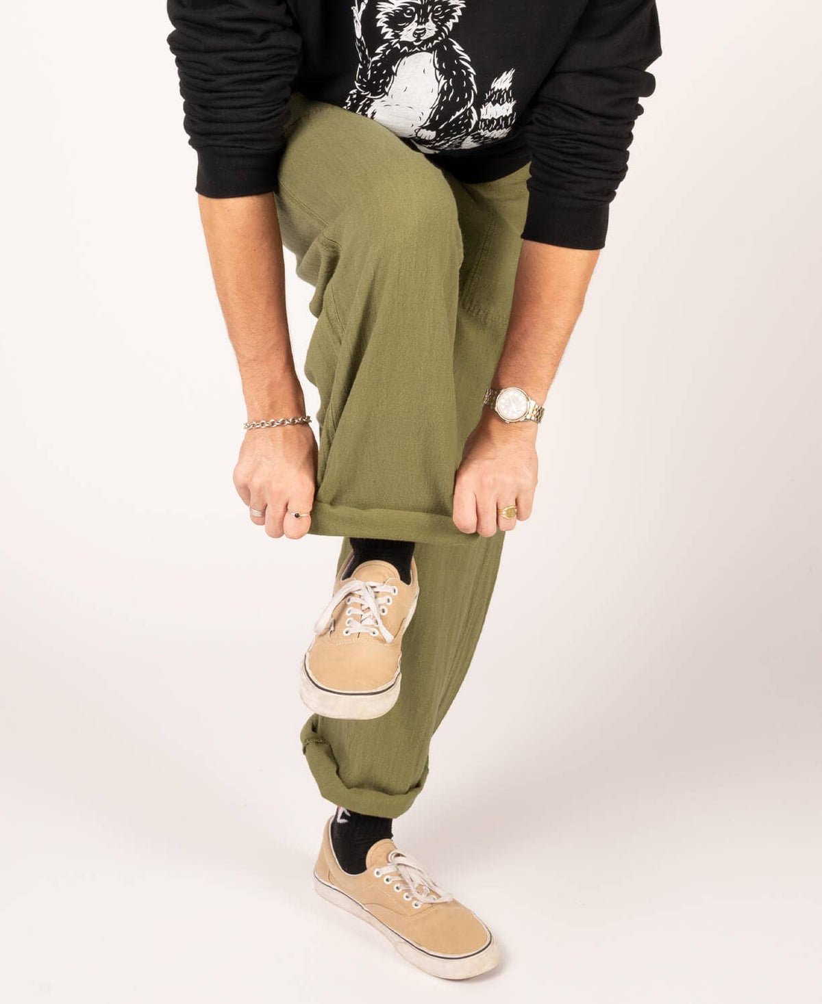 Soul Flower - Pantaloni da yoga in canapa per uomo - Verde muschio