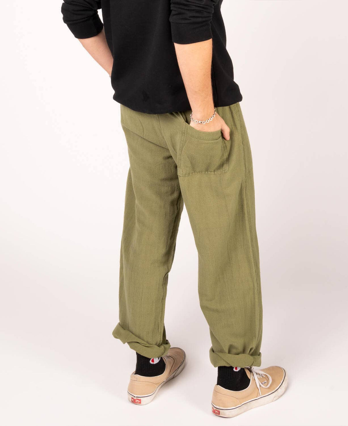 Soul Flower - Pantaloni da yoga in canapa per uomo - Verde muschio