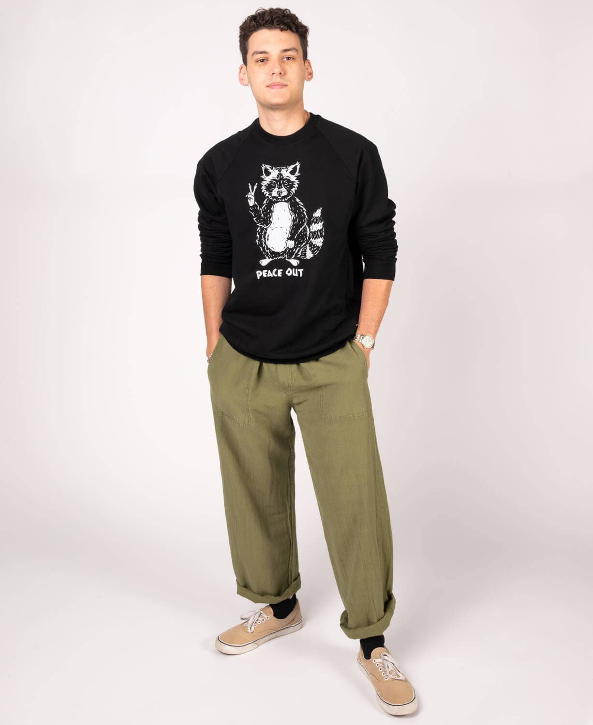 Soul Flower - Pantaloni da yoga in canapa per uomo - Verde muschio